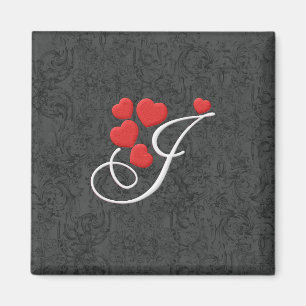 Elegant harten letter J Magneet