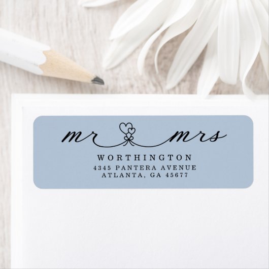 Elegant Harten Script Mr & Mrs Huwelijk Etiket (Insitu)
