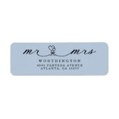 Elegant Harten Script Mr & Mrs Huwelijk Etiket (Voorkant)