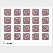 Elegant Hartframe Versierd Met Roze Rozen Vierkante Sticker (Vel)