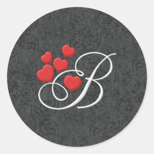 Elegant hartletter B Ronde Sticker