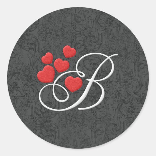Elegant hartletter B Ronde Sticker (Voorkant)
