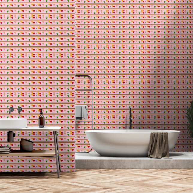 Elegant Hartpatroon Behang (Badkamer)