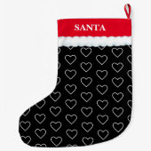Elegant hartpatroon op zwart grote kerstsok (Achterkant)