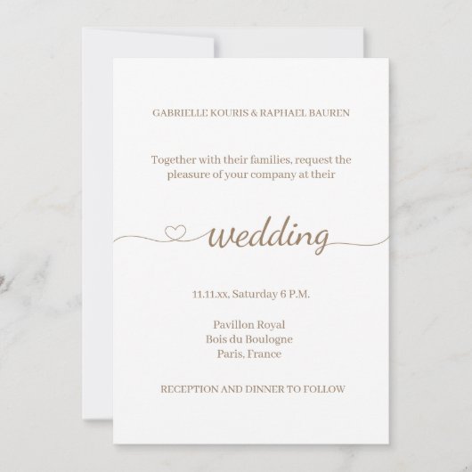 Elegant hartspoeling Modern minimalistisch huwelij Kaart (Voorkant)