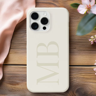Elegant havermout minimalistisch Initiaal Monogram iPhone 15 Pro Max Hoesje