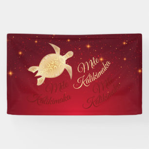 Elegant Hawaiaanse Kerstmis Rood Goud Spandoek