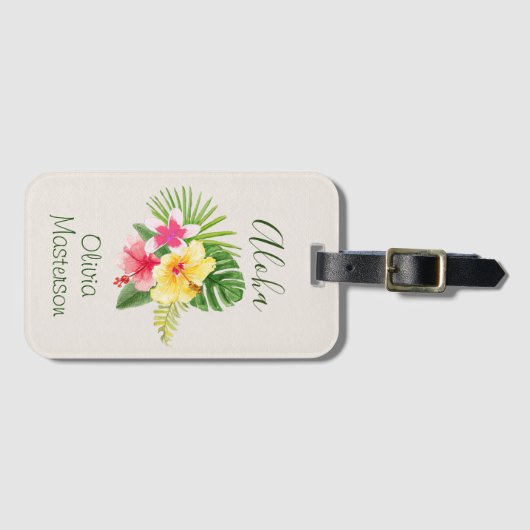Elegant Hawaiian Aloha Tropical gepersonaliseerd Bagagelabel (Voorkant (horizontaal))
