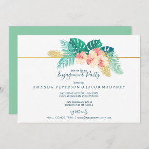 Elegant Hawaiian Hibiscus Wedding Engagement Party Kaart