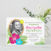 Elegant Hawaiian Luau Afstuderen Foto Kaart (Staand voorkant)
