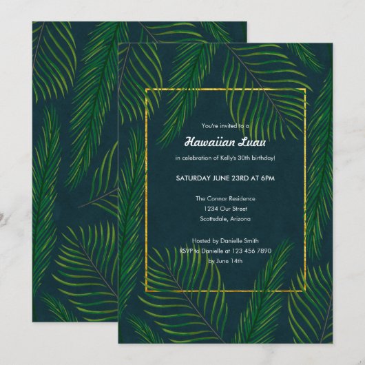 Elegant Hawaiian Luau-uitnodigingen Kaart (Voorkant / Achterkant)