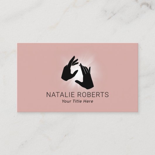 Elegant Healing Hands Dusty Roos Massage Spa Salon Visitekaartje (Voorkant)