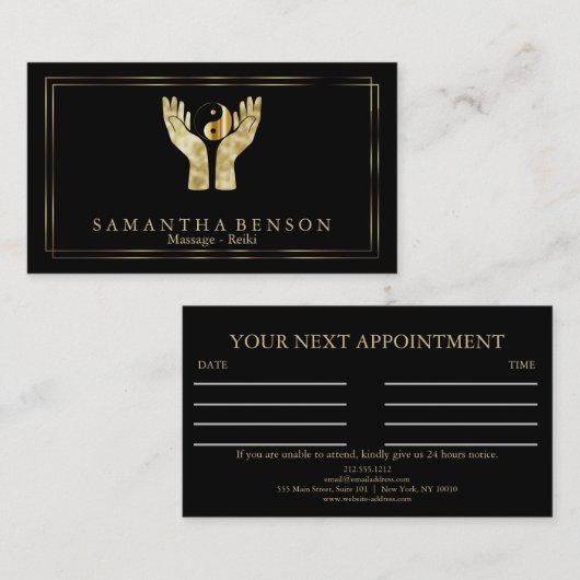 Elegant Healing Hands Yin Yang symbool Visitekaartje (Voorkant / Achterkant)