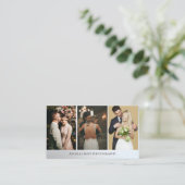 Elegant Heart 3 Foto Collage Weddenschap Fotograaf Visitekaartje (Staand voorkant)