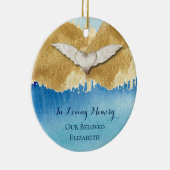 Elegant Heart Angel Wings Loving Memory Monogram Keramisch Ornament (Rechts)