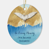 Elegant Heart Angel Wings Loving Memory Monogram Keramisch Ornament (Links)