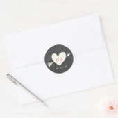 Elegant Heart & Arrow Chalkboard Wedding Ronde Sticker (Envelop)