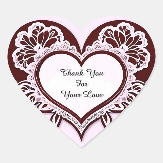 Elegant Heart Card With Red Roses Hart Sticker (Voorkant)