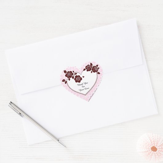 Elegant Heart Card With Red Roses Hart Sticker (Envelop)