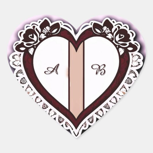 Elegant Heart Card With Red Roses Hart Sticker (Voorkant)