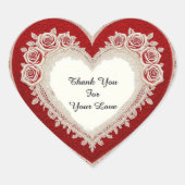 Elegant Heart Card With Red Roses Hart Sticker (Voorkant)