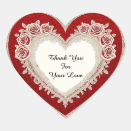 Elegant Heart Card With Red Roses Hart Sticker