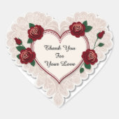 Elegant Heart Card With Red Roses Hart Sticker (Voorkant)