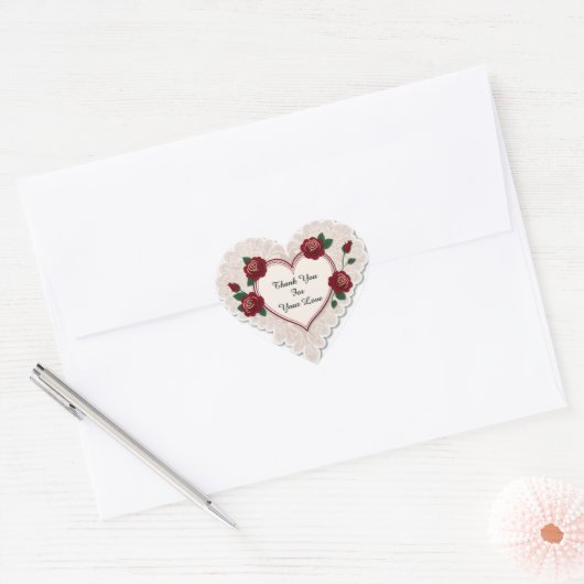 Elegant Heart Card With Red Roses Hart Sticker (Envelop)
