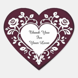 Elegant Heart Card With Red Roses Hart Sticker