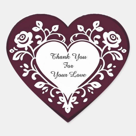 Elegant Heart Card With Red Roses Hart Sticker (Voorkant)