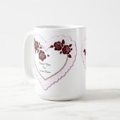 Elegant Heart Card With Red Roses Koffiemok (Voorkant links)