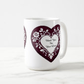 Elegant Heart Card With Red Roses Koffiemok (Voorkant rechts)