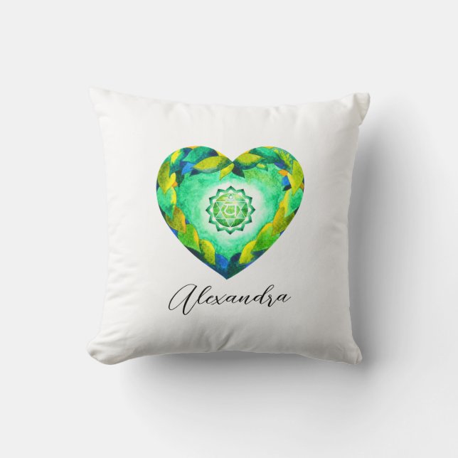Elegant Heart Chakra Green Anahata Kussen (Voorkant)