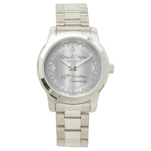 Elegant Heart Diamonds 10th Wedding Jubileum Horloge