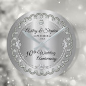 Elegant Heart Diamonds 10th Wedding Jubileum Ronde Klok