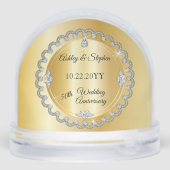 Elegant Heart Diamonds 50th Wedding Anniversary Sneeuwbol (Achterkant)