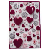 Elegant Heart & Floral Gift Bag Medium Cadeauzakje (Voorkant)
