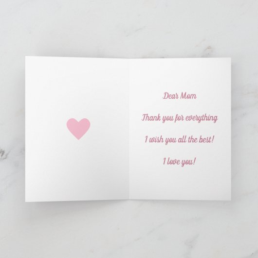 Elegant Heart & Flowers Moederdag Kaart (Binnen)