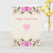 Elegant Heart & Flowers Moederdag Kaart (Gele Bloem)