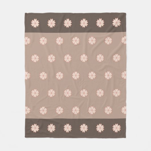 Elegant Heart Flowers op Brown & Beige Fleece Deken (Voorkant)