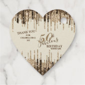 Elegant Heart Gold 50 & Fabulous Birthday Real Bedankjes Labels (Achterkant)