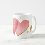 Elegant Heart & Gold Leaf Mug Koffiemok (Voorkant rechts)