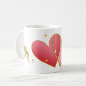 Elegant Heart & Gold Leaf Mug Koffiemok (Voorkant links)