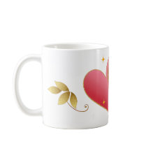 Elegant Heart & Gold Leaf Mug