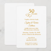 Elegant Heart Golden 50th Wedding Anniversary Kaart (Voorkant / Achterkant)