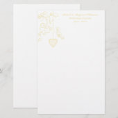 Elegant Heart Golden Wedding Jubileum Briefpapier (Voorkant / Achterkant)