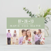 Elegant Heart Green bewaart de data met foto's Save The Date (Staand voorkant)