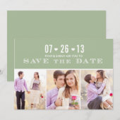 Elegant Heart Green bewaart de data met foto's Save The Date (Voorkant / Achterkant)