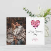 Elegant Heart Happy Valentine's Day Photo Feestdagenkaart (Staand voorkant)