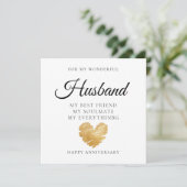 Elegant Heart Husband Wedding Jubileum Kaart (Staand voorkant)